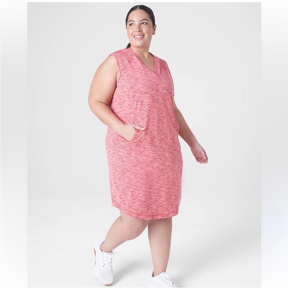 Lane Bryant Pink Space-Dye V-Neck Sleeveless Tunic Dress - Picture 2 of 11